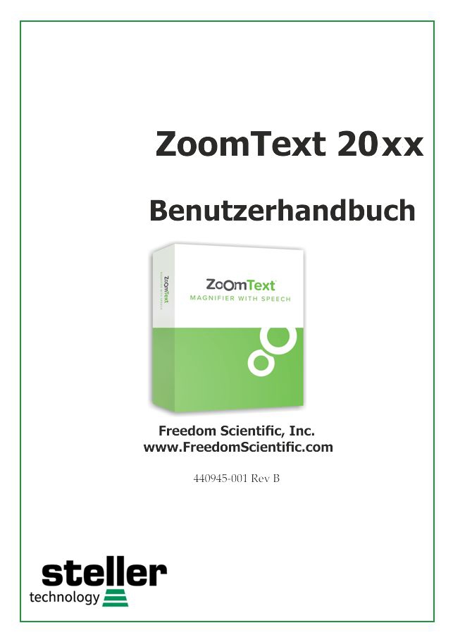Deckblatt der Anleitung ZoomText 20xx