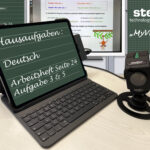 Das Bild zeigt das System steller MyVision - PK8 Kamera, iPad Pro und Tastatur in einer Schule