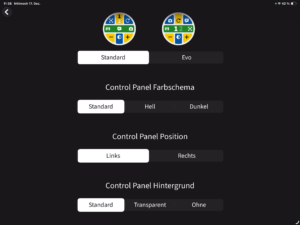 Das Bild zeigt einen Menüteil der steller MyVision App - Hier können Einstellungen z.B. zur Darstellung der App, etc. eingestellt werden